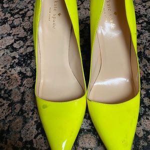 Neon yellow patent leather Kate Spade dress heels